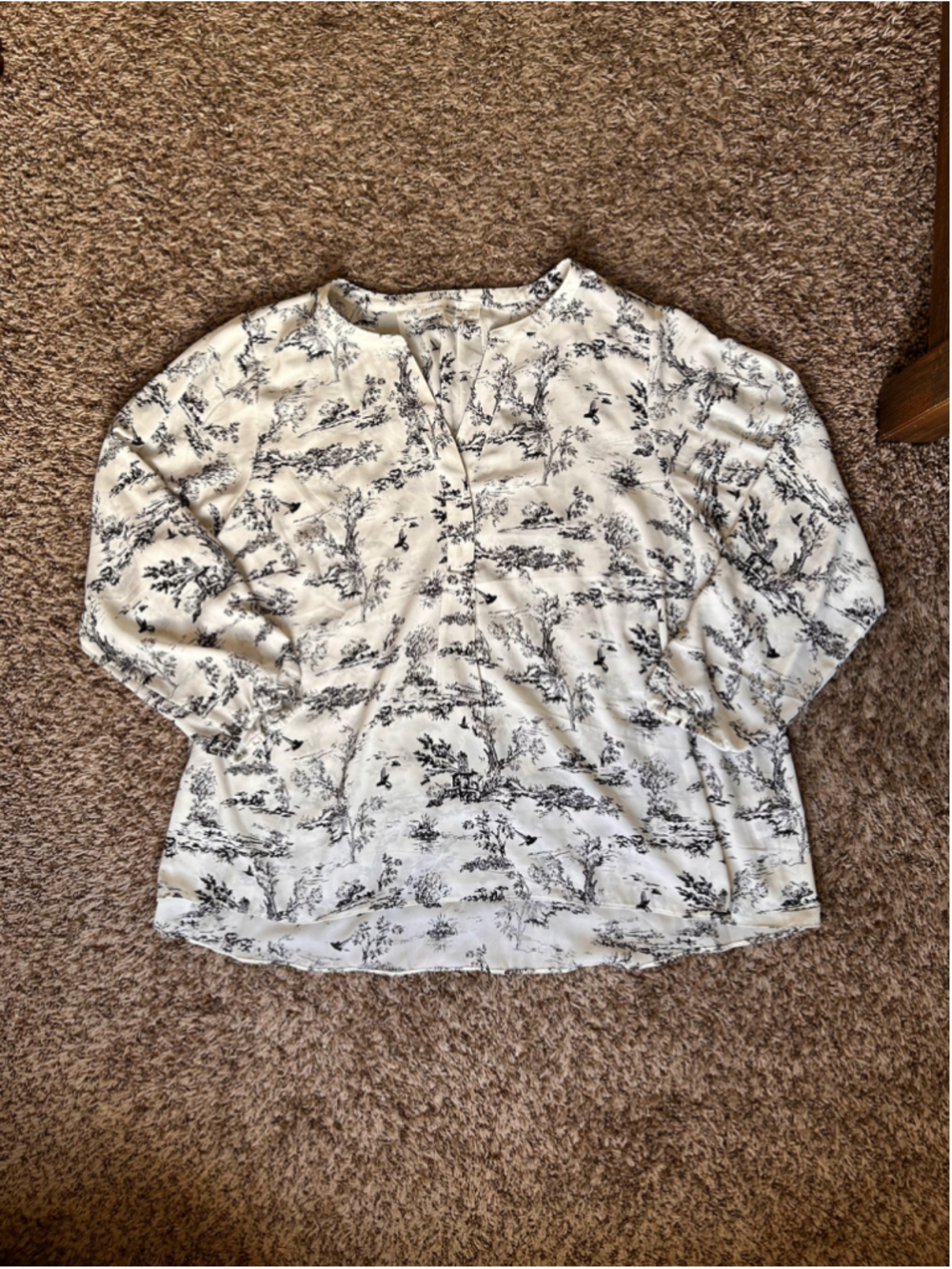 Women's Chelsea & Theodore Toile Blouse 3X White Black